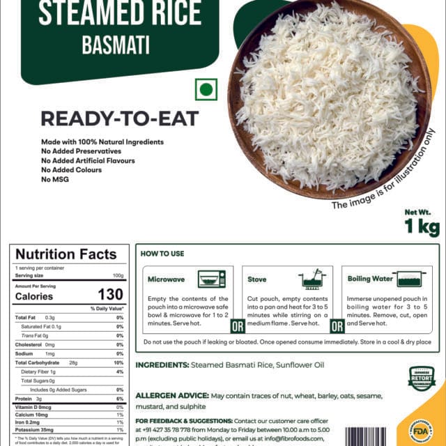 Ready-To-Eat Pre-Cooked Basmati Rice - Fibro Foods